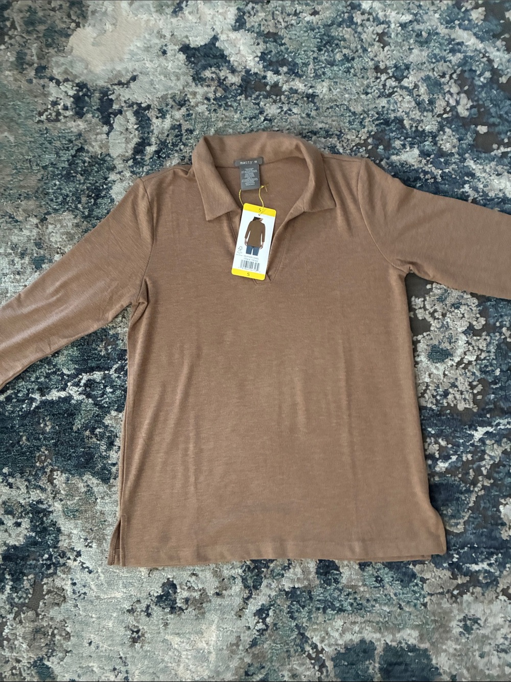 Marry M Lightweight Polo Top in Camel Brown